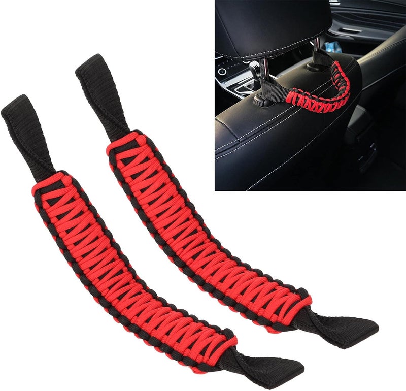 woobles Comfort Handle for Headrest for SUV ATV UTV RV (Black Red) - Image 1